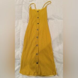 Fashion Nova Mustard Button-Down Midi Dress